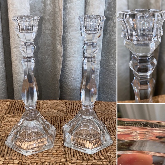 Tiffany & Co. Accents Tiffany Co Vintage Crystal Candlesticks Pair